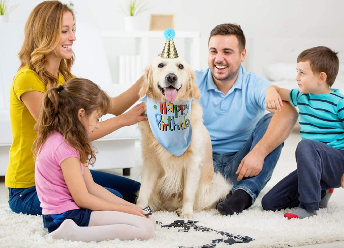 Blue Dog Birthday Bandana Hat Scarf - Party Supplies for Boys