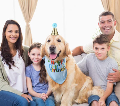 Blue Dog Birthday Bandana Hat Scarf - Party Supplies for Boys