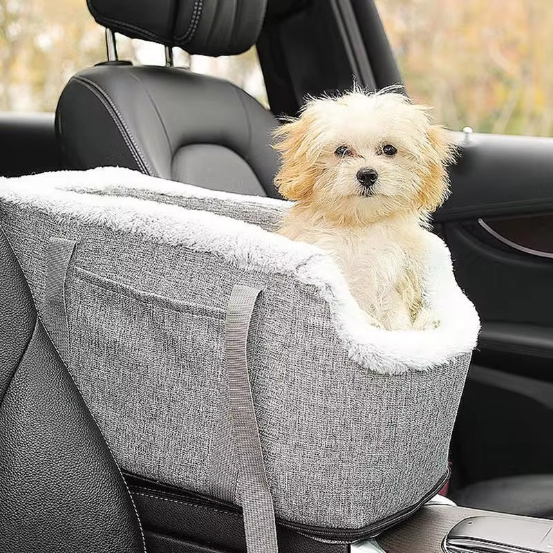 Portable Dog Console Car Seat Travel Bag - Washable Booster Seat for Dogs and Cats on Car Armrest