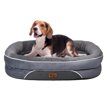 Dog Beds for Small Medium Large X-Large Dogs, Orthopedic Foam Dog Bed with Removable Washable Cover, Light Grey Waterproof Pet Sofa with Removable Bolster, 3Side-Around Bolster Pet Cushion with Anti-Slip Bottom, Super Soft Pet Mattress & Cat Mat