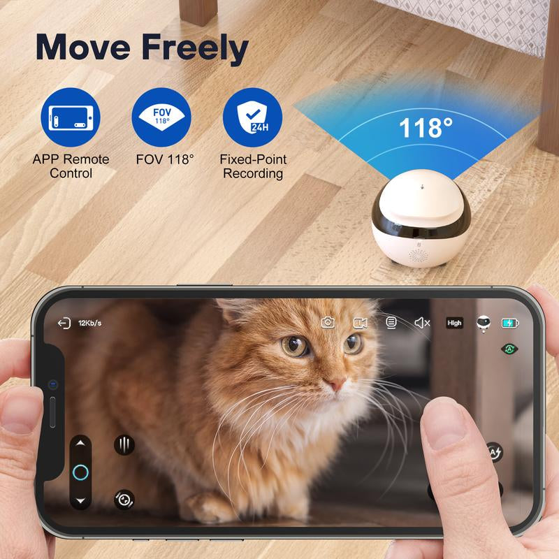 Enabot Ebo SE Pet Camera & Home Security, Movable Indoor WiFi Cam with 1080P Video, Two-Way Audio, Night Vision, Self-Charging Wireless Camera for Pets, Babies & Elders