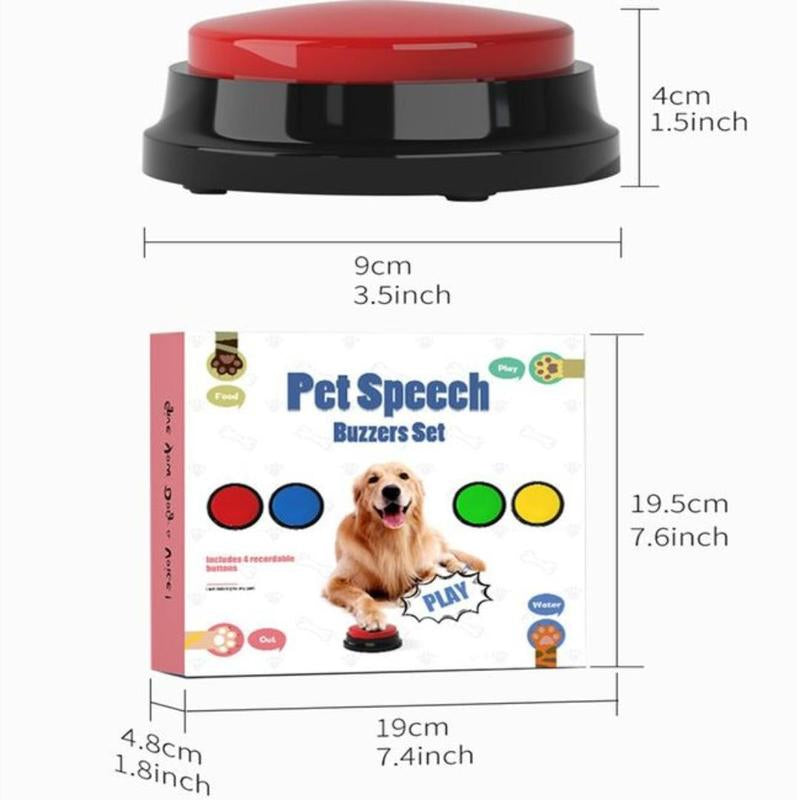 Pet Button (4Pcs/Set), Dog Voice Button, Recordable Button, Interactive Pet Button, Fun Pet Toy for Dogs & Cats