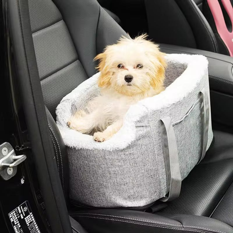 Portable Dog Console Car Seat Travel Bag - Washable Booster Seat for Dogs and Cats on Car Armrest