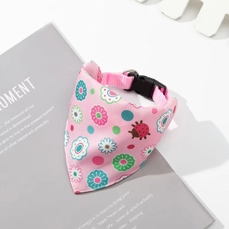 Adjustable Pet Scarf Saliva Towel Dog Bandanas Cat Dog Printed Washable Bow Ties Collar Bibs Triangle Scarf Dogs Pet Supplies