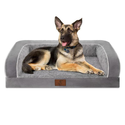 Dog Beds for Small Medium Large X-Large Dogs, Orthopedic Foam Dog Bed with Removable Washable Cover, Light Grey Waterproof Pet Sofa with Removable Bolster, 3Side-Around Bolster Pet Cushion with Anti-Slip Bottom, Super Soft Pet Mattress & Cat Mat