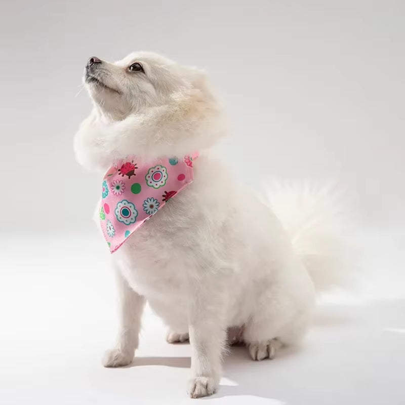 Adjustable Pet Scarf Saliva Towel Dog Bandanas Cat Dog Printed Washable Bow Ties Collar Bibs Triangle Scarf Dogs Pet Supplies