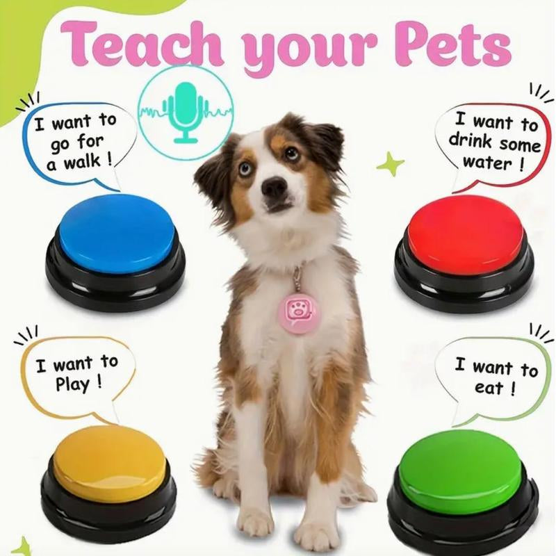 Pet Button (4Pcs/Set), Dog Voice Button, Recordable Button, Interactive Pet Button, Fun Pet Toy for Dogs & Cats