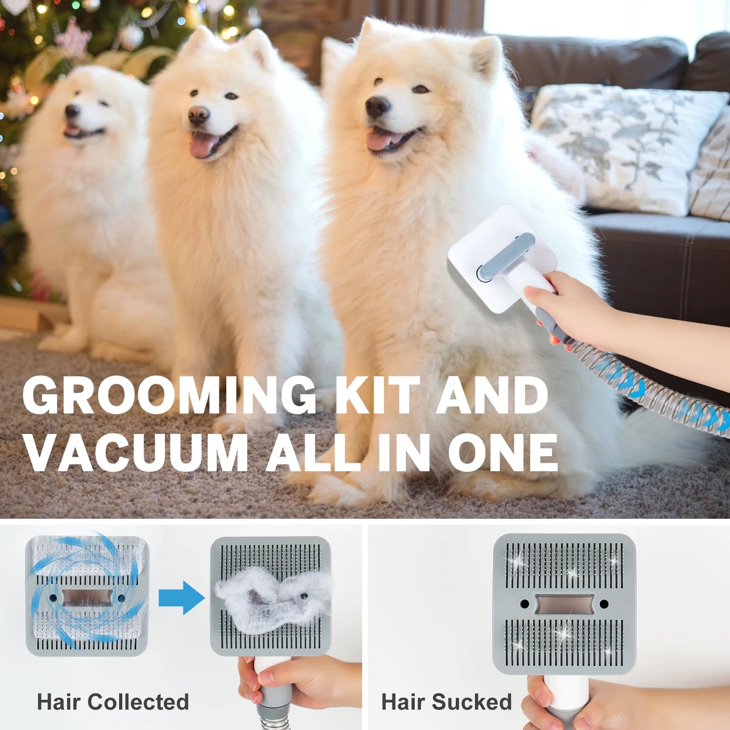 2L Dog Grooming Kit with Vacuum, Clippers, and Brush - 4-in-1 Low Noise Pet Hair Removal Tool for Dogs and Cats