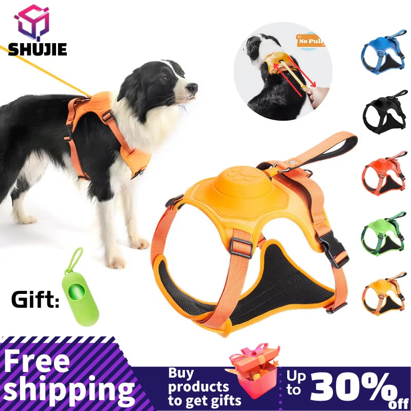 Dog Collar Harness for Medium Large Dogs Explosion-Proof Punch Breathable Adjustable Pet Harness Vest Outdoor Outdoor Training