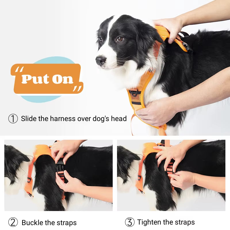 Dog Collar Harness for Medium Large Dogs Explosion-Proof Punch Breathable Adjustable Pet Harness Vest Outdoor Outdoor Training