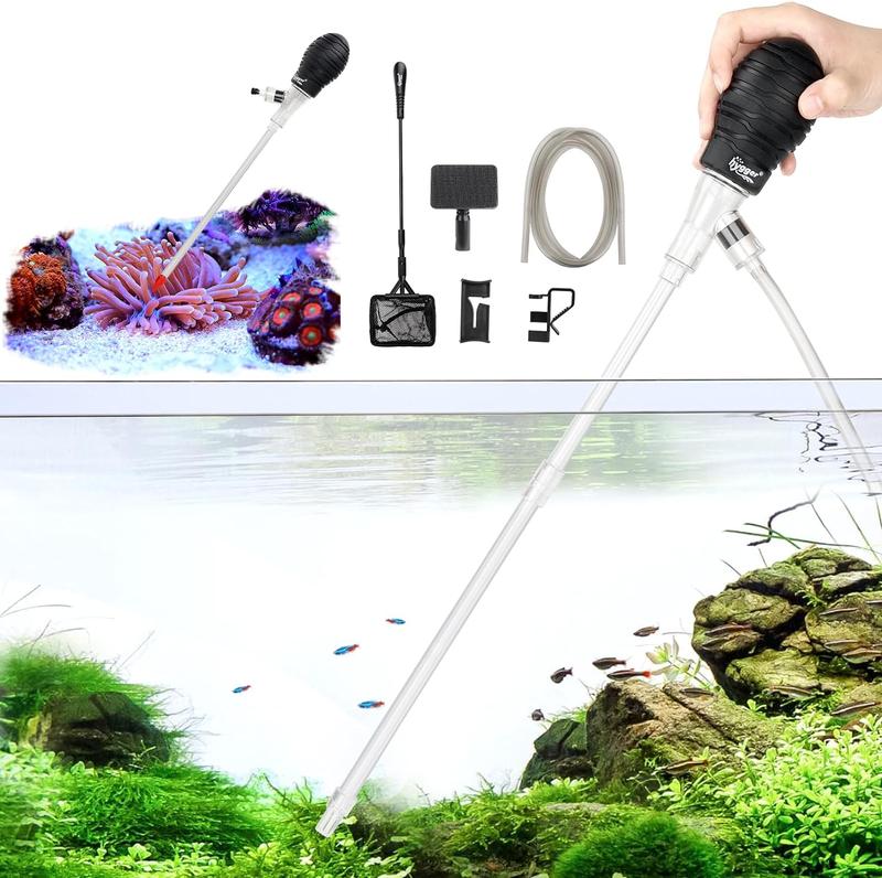 Hygger Aquarium Siphon Coral Feeder Kit, Gravel Vacuum for Aquarium, Water Changer Fish Tank Cleaning Tools, Mini Vacuum Cleaner with Water Hose Controller Clamp for Small Fish Tank