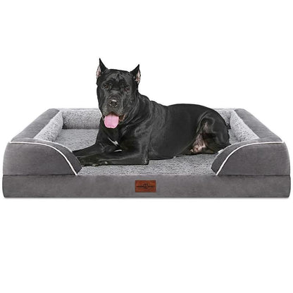 Dog Beds for Small Medium Large X-Large Dogs, Orthopedic Foam Dog Bed with Removable Washable Cover, Light Grey Waterproof Pet Sofa with Removable Bolster, 3Side-Around Bolster Pet Cushion with Anti-Slip Bottom, Super Soft Pet Mattress & Cat Mat