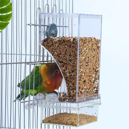 Pet Bird Prevention Splash Food Container Parrot Hanging Automatic Feeder Bird Feeder Starling Indoor Outdoor Garden Birds Cage