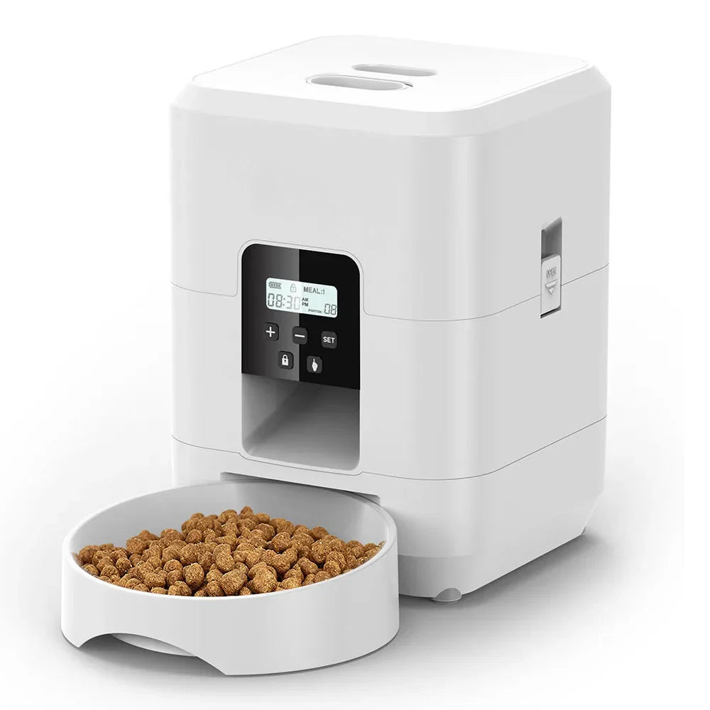 Automatic Smart Pet Feeder for Cats and Dogs - Timed Slow Feeding Machine with Quantitative Food Dispenser