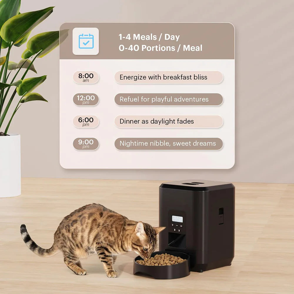 Automatic Smart Pet Feeder for Cats and Dogs - Timed Slow Feeding Machine with Quantitative Food Dispenser