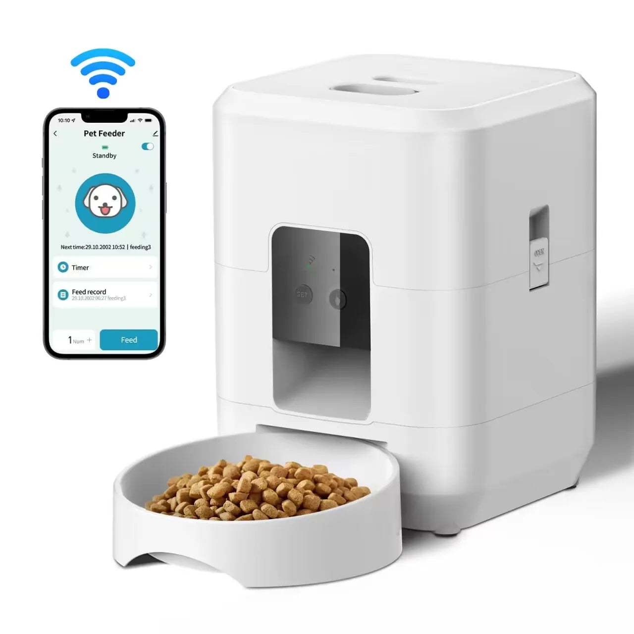 Automatic Smart Pet Feeder for Cats and Dogs - Timed Slow Feeding Machine with Quantitative Food Dispenser