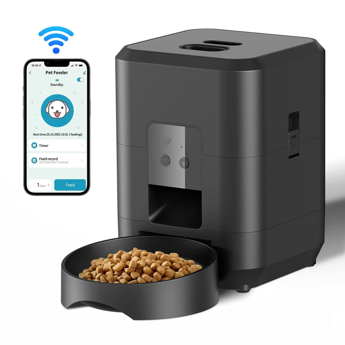 Automatic Smart Pet Feeder for Cats and Dogs - Timed Slow Feeding Machine with Quantitative Food Dispenser