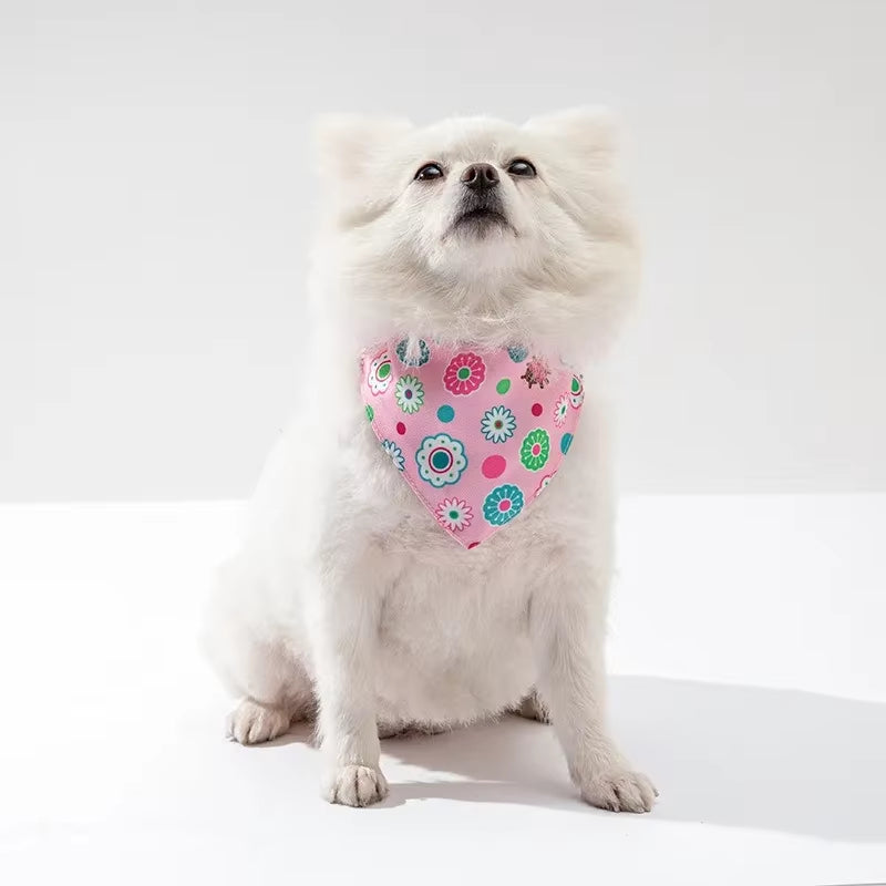 Adjustable Pet Scarf Saliva Towel Dog Bandanas Cat Dog Printed Washable Bow Ties Collar Bibs Triangle Scarf Dogs Pet Supplies