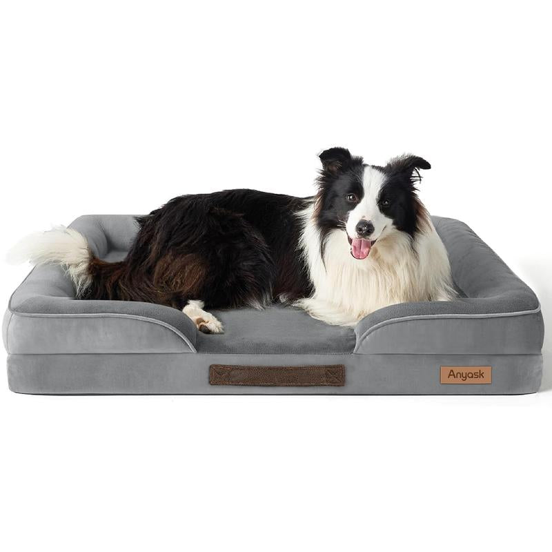 Anyask Dog and Cat Bed Waterproof Dog Sofa Beds, Medium Supportive Foam, Pet Couch Bed with Removable Washable Cover Waterproof Lining and Slip-Resistant Bottom